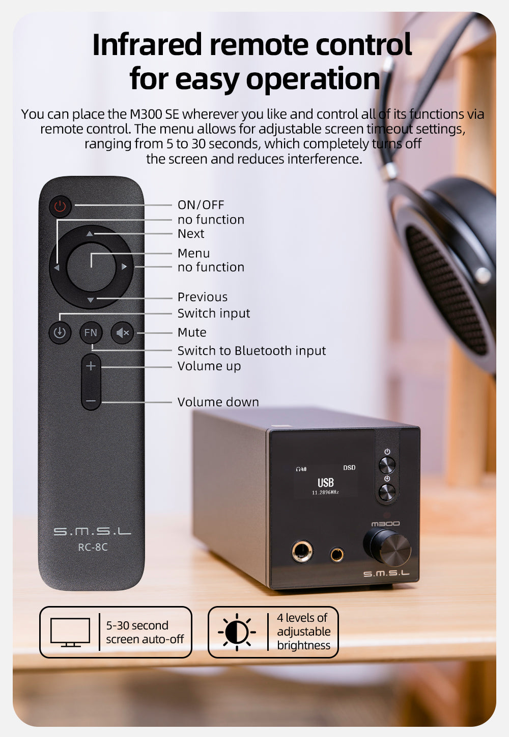 S.M.S.L. M300 SE CS43131 MQA Audio DAC - Digital to Analogue Converter - Headphone Amp - Bluetooth
