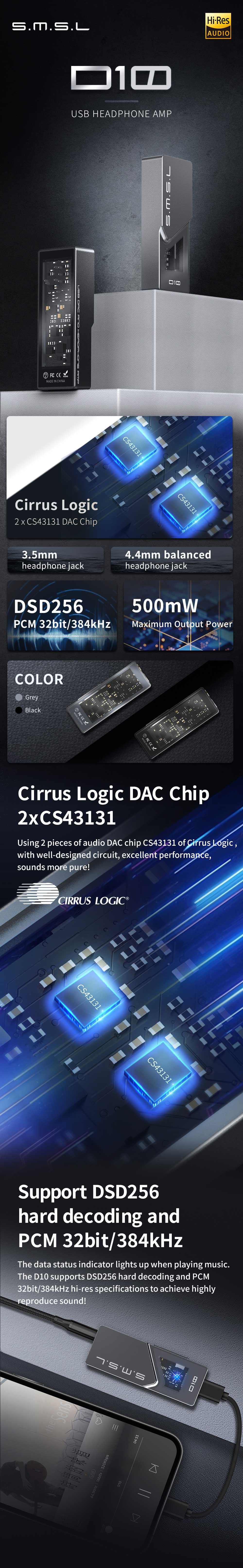 SMSL D10 - USB Headphone Amp and DAC
