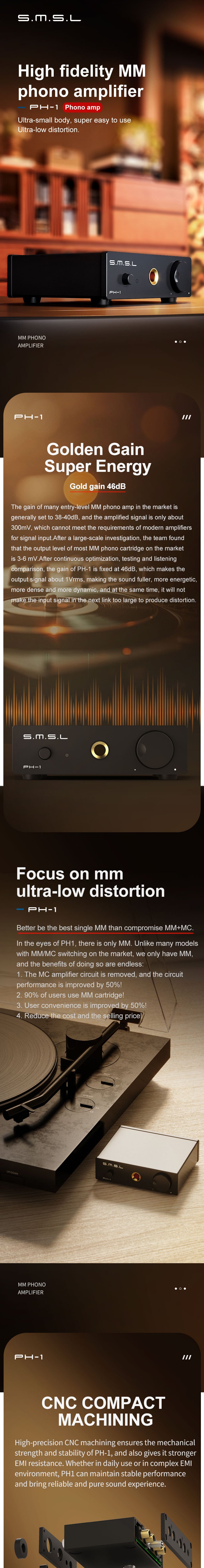 SMSL PH-1 - Phono Pre Amplifier + Headphone Amp